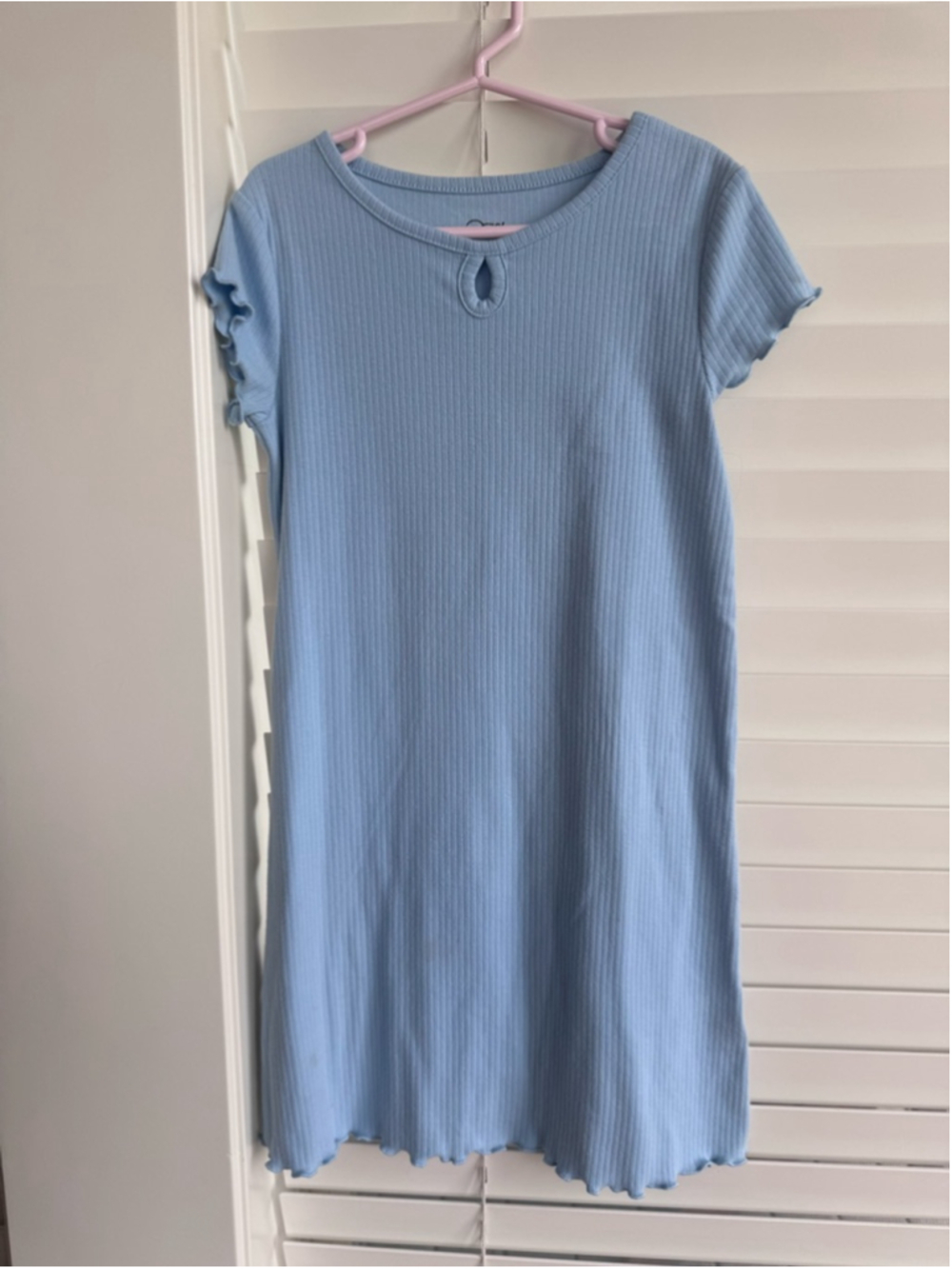 Girls Art Class Casual Dress S Blue Ribbed